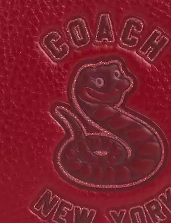 Coach New Year Corner Zip Wristlet With Snake Graphic Ruby