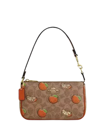 Coach Nolita 19 In Signature Canvas With Orange Print Tan