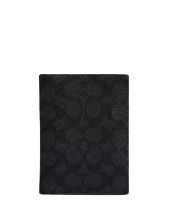 Coach Passport Card Case In Signature Canvas Charcoal Black