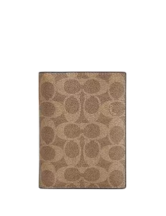 Coach Passport Card Case In Signature Canvas Tan Black