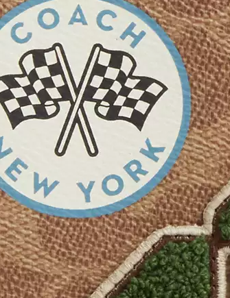 Coach Passport Card Case In Signature Canvas With Patches Tan