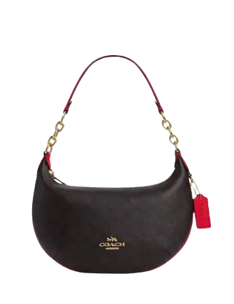 Coach Payton Hobo Bag In Signature Canvas Walnut Bold Red