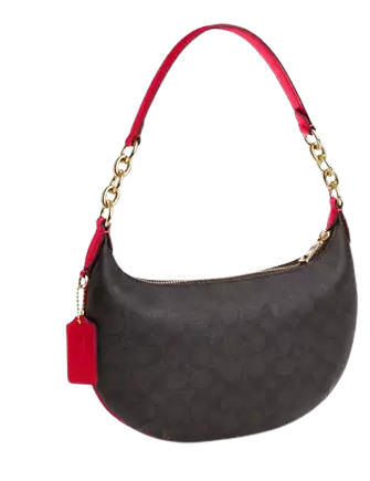 Coach Payton Hobo Bag In Signature Canvas Walnut Bold Red