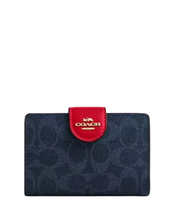 Coach Phone Wallet In Signature Canvas Denim Bold Red