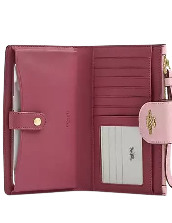 Coach Phone Wallet In Signature Canvas Powder Pink