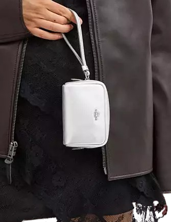 Coach Pouch Wristlet Light Silver