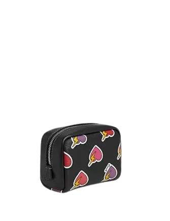 Coach Pouch Wristlet With Heart Bolt Print Black