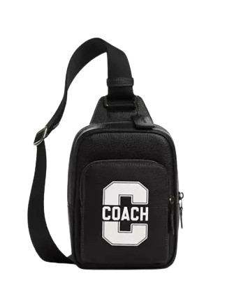 Coach Racer Sling Pack With Varsity Motif Black Chalk
