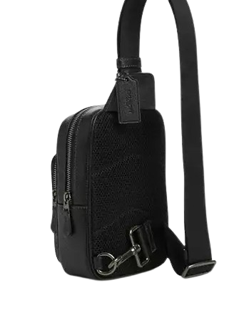 Coach Racer Sling Pack With Varsity Motif Black Chalk
