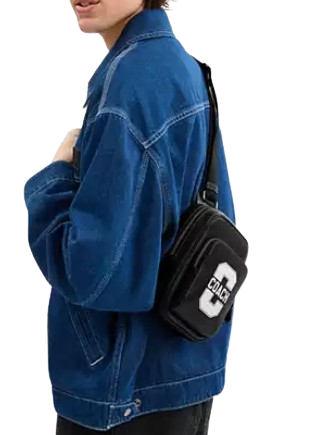Coach Racer Sling Pack With Varsity Motif Black Chalk