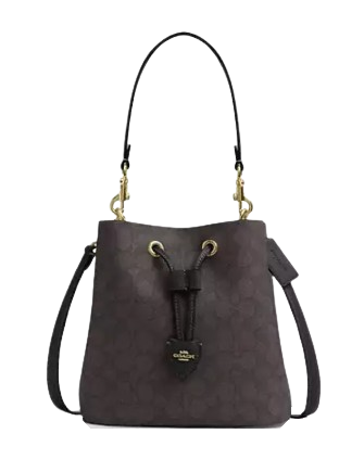 Coach Rowan Bucket Bag In Signature Canvas Walnut Black