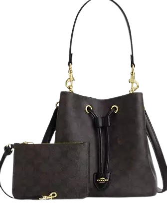 Coach Rowan Bucket Bag In Signature Canvas Walnut Black