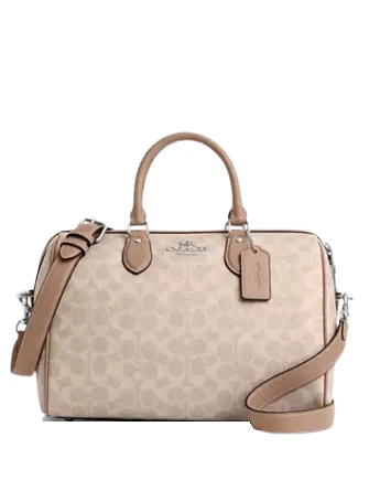Coach Rowan Large Satchel Bag In Signature Canvas Sand Taupe