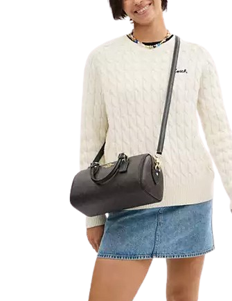 Coach Rowan Long Satchel Bag In Signature Canvas Walnut and Black