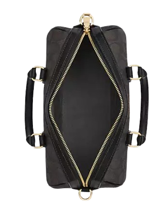 Coach Rowan Long Satchel Bag In Signature Canvas Walnut and Black