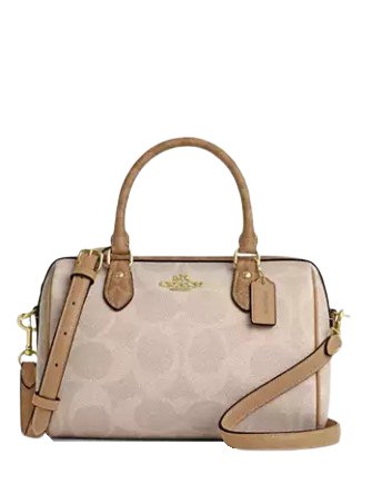Coach Rowan Satchel Bag In Blocked Signature Canvas Sand Tan