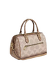 Coach Rowan Satchel Bag In Blocked Signature Canvas Sand Tan