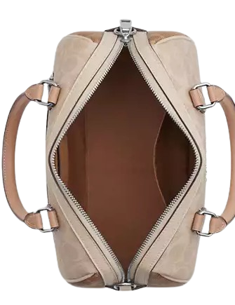 Coach Rowan Satchel Bag In Blocked Signature Canvas  Sand Taupe