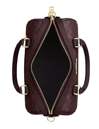Coach Rowan Satchel Bag In Signature Canvas Black Currant