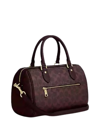 Coach Rowan Satchel Bag In Signature Canvas Black Currant