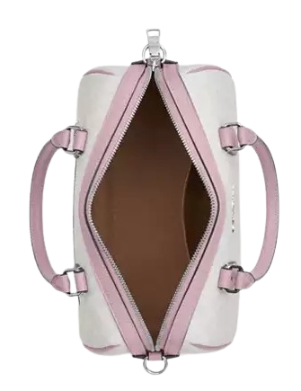Coach Rowan Satchel Bag In Signature Canvas Chalk Carnation
