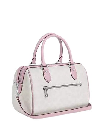 Coach Rowan Satchel Bag In Signature Canvas Chalk Carnation
