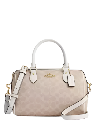 Coach Rowan Satchel Bag In Signature Canvas Sand Chalk