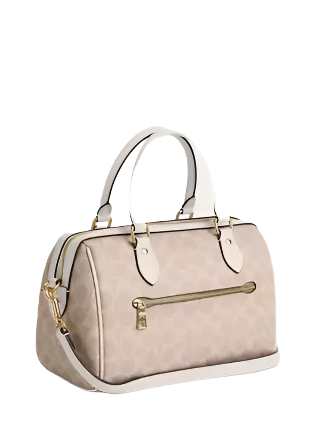 Coach Rowan Satchel Bag In Signature Canvas Sand Chalk