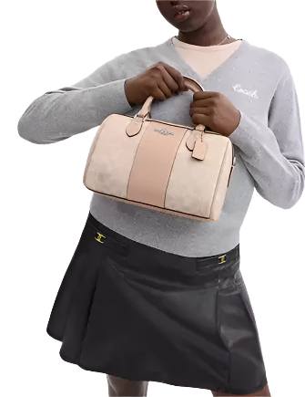 Coach Rowan Satchel Bag In Signature Canvas Sand Taupe