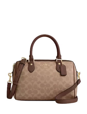 Coach Rowan Satchel Bag In Signature Canvas Tan Brown