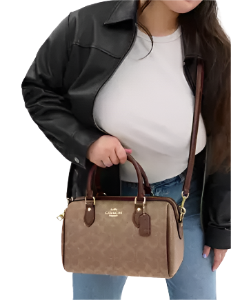 Coach Rowan Satchel Bag In Signature Canvas Tan Brown