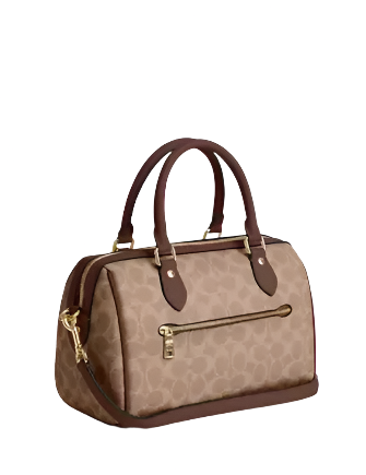 Coach Rowan Satchel Bag In Signature Canvas Tan Brown