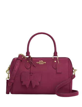 Coach Rowan Satchel Bag With Bow Charm Pink