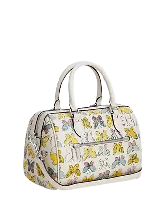 Coach Rowan Satchel Bag With Butterfly Print Chalk