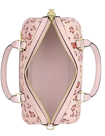 Coach Rowan Satchel Bag With Rose Print Blush