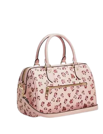 Coach Rowan Satchel Bag With Rose Print Blush