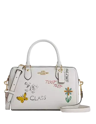 Coach Rowan Satchel Bag With Sketch Print Chalk