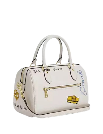 Coach Rowan Satchel Bag With Sketch Print Chalk