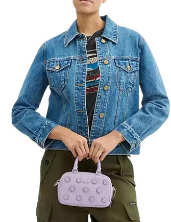 Coach Satchel Crossbody Bag With Floral Applique Lilac