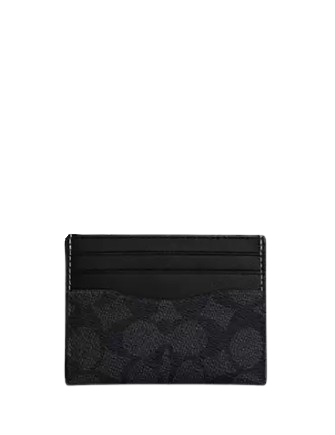 Coach Slim Id Card Case In Signature Canvas Charcoal Black