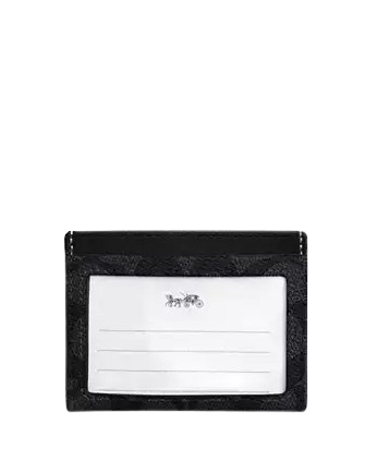 Coach Slim Id Card Case In Signature Canvas Charcoal Black