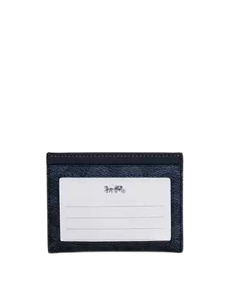 Coach Slim Id Card Case In Signature Canvas With Coach Graphic Midnight Navy Bold Red