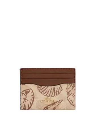 Coach Slim Id Card Case In Signature Canvas With Shell Print Sand
