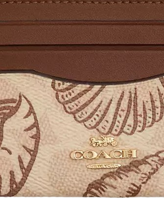 Coach Slim Id Card Case In Signature Canvas With Shell Print Sand
