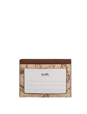 Coach Slim Id Card Case In Signature Canvas With Shell Print Sand