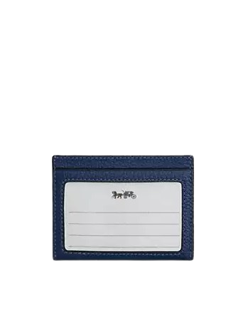 Coach Slim Id Card Case With Baseball Print Deep Blue
