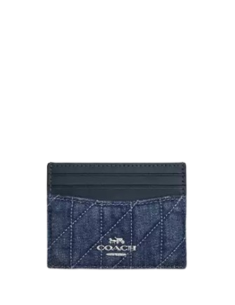 Coach Slim Id Card Case With Quilting Denim