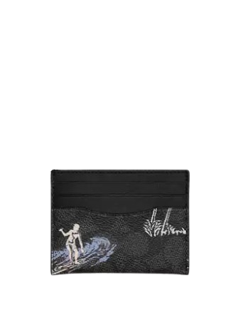 Coach Slim Id Card Case With Surf Print  Charcoal