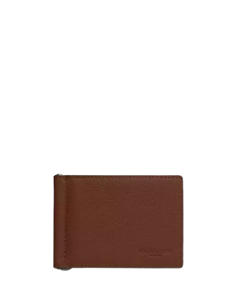 Coach Slim Money Clip Billfold Wallet Saddle