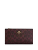 Coach Slim Zip Wallet In Signature Canvas Black Currant